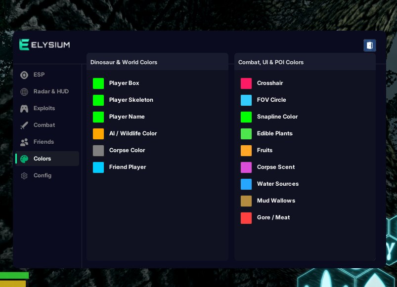 The Isle Lizard colors menu