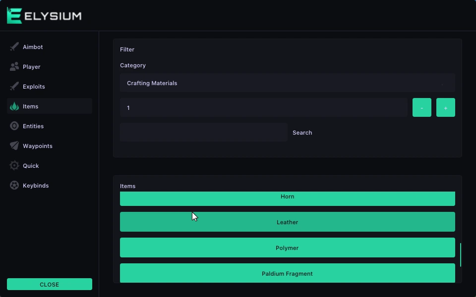 ELYSIUM-palworld-items-cheat-tab
