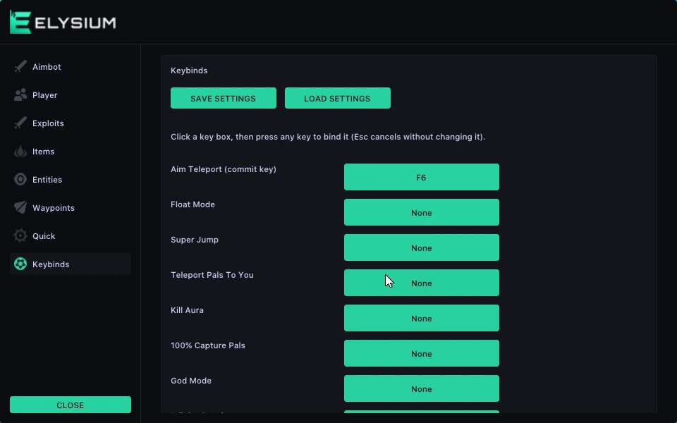 ELYSIUM-palworld-keybinds-cheat-tab