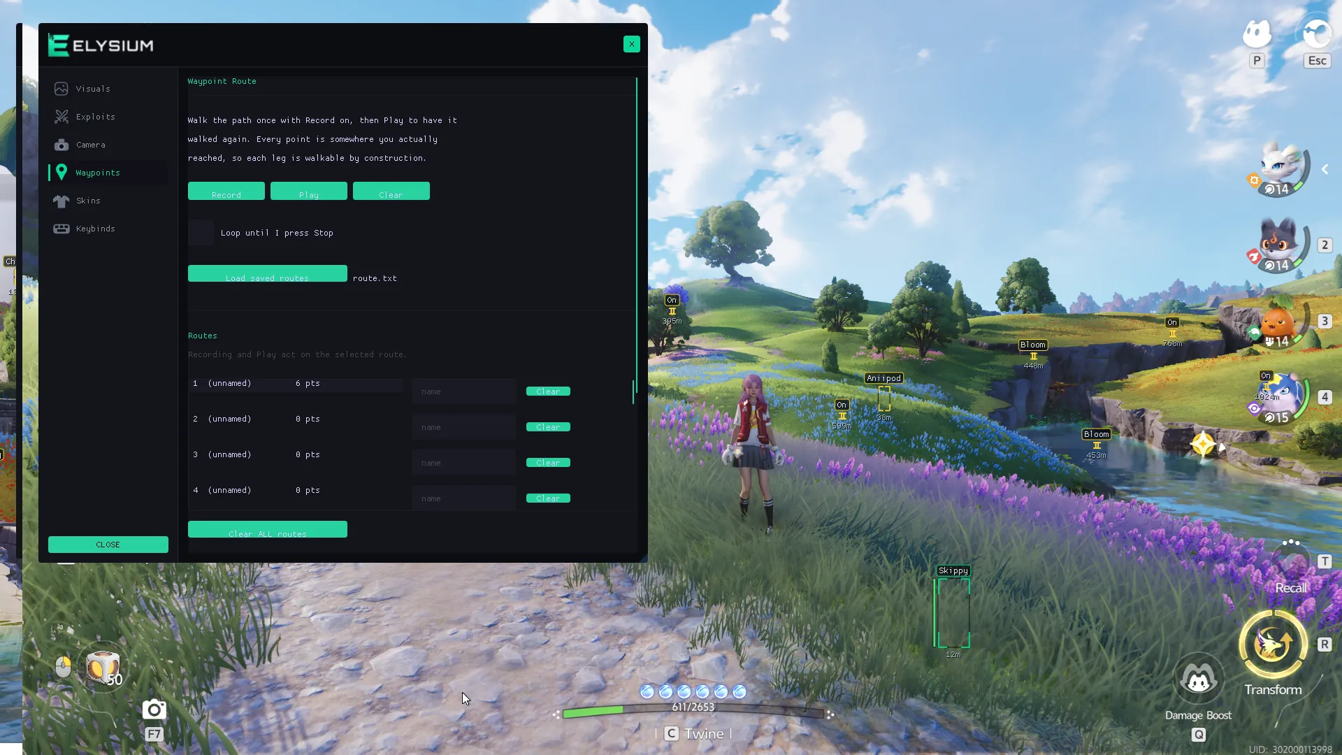 Aniimo cheat waypoint system for recording, saving and repeating farm paths