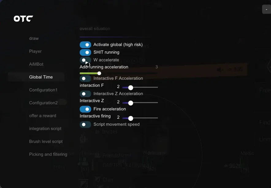 OTC TD2 global time menu