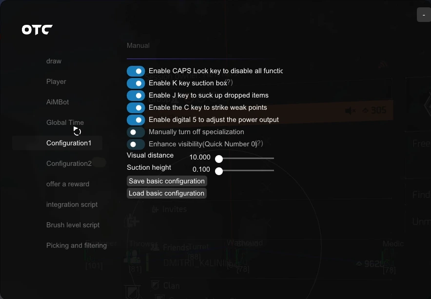 OTC TD2 misc menu