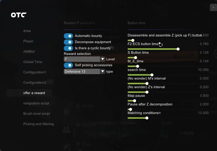 OTC TD2 offer a reward menu